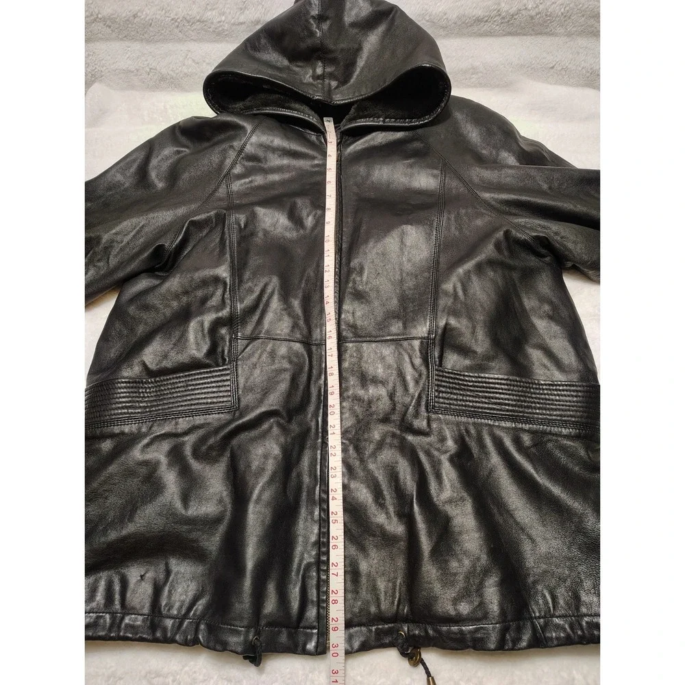 Charles Klein Genuine Leather Jacket & Leather Hood Sz XL + Removable liner Sz M - Picture 3 of 11